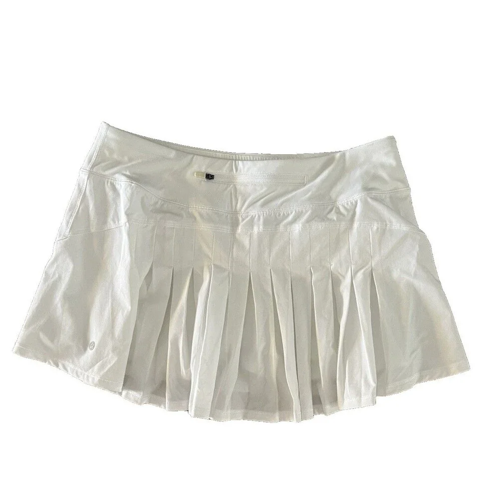 CRZ YOGA Women's High Waisted Tennis Skirt Size M White Tummy Control w/Pockets
